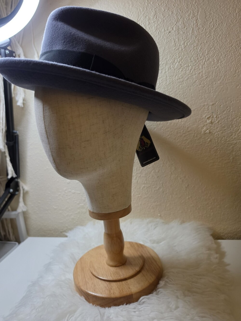 NWT Handmade Replica Of Keith Richards Gray Fedora Hat w/ Black Band Size Small